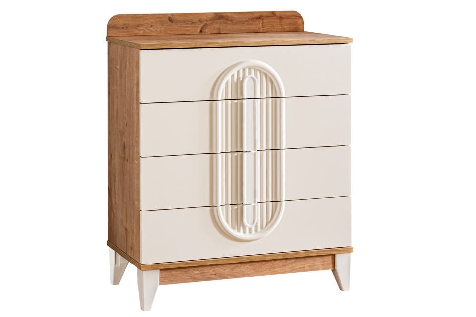 Athena 4 Çekmeceli Şifonyer, Ceviz - Krem