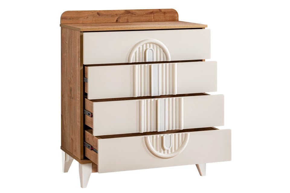 Athena 4 Çekmeceli Şifonyer, Ceviz - Krem