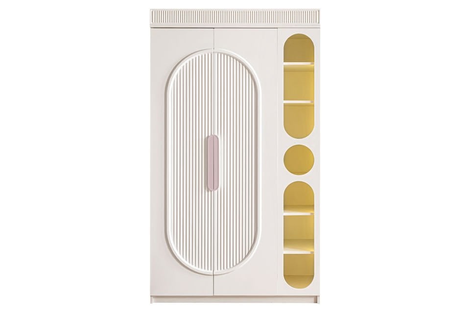 Athena 2 Kapaklı Dolap ve Ledli Kitaplık - Pembe