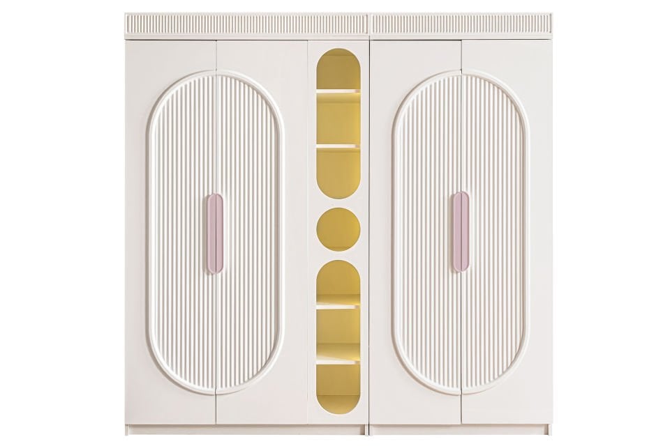 Athena 4 Kapaklı Dolap ve Ledli Kitaplık - Pembe