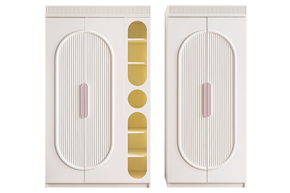 Athena 4 Kapaklı Dolap ve Ledli Kitaplık - Pembe