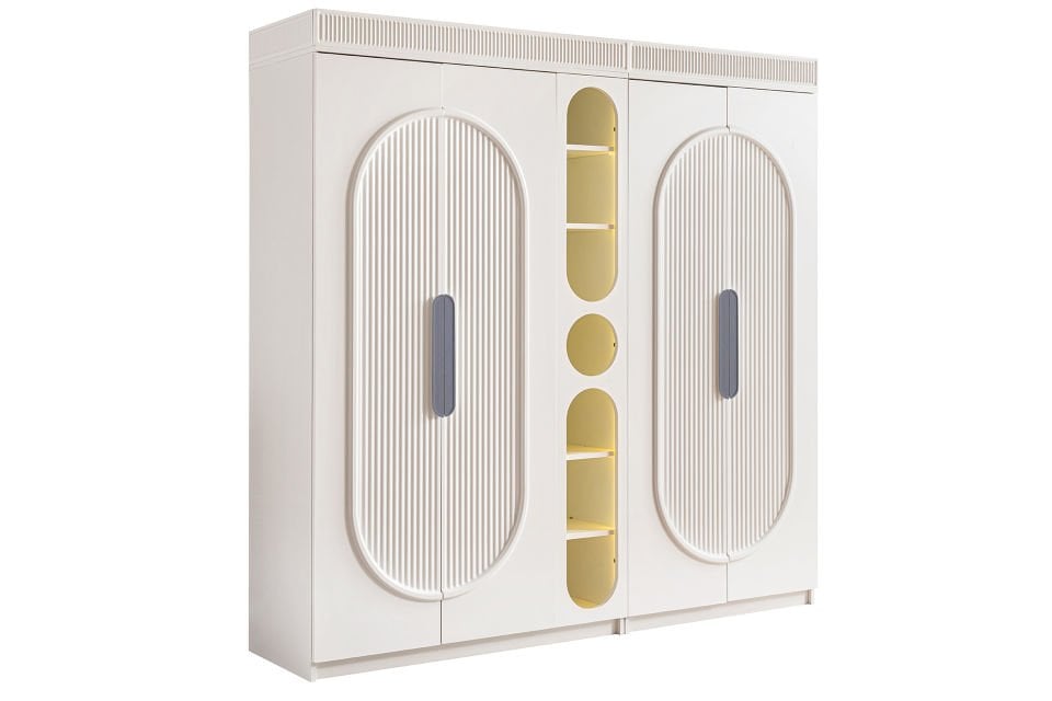 Athena 4 Kapaklı Dolap ve Ledli Kitaplık - Gri