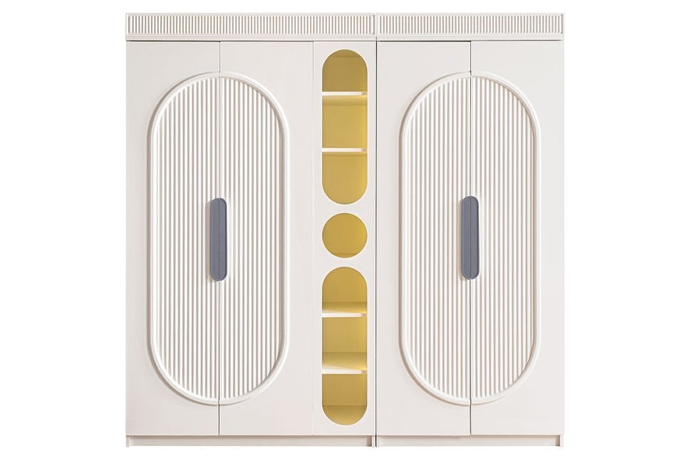 Athena 4 Kapaklı Dolap ve Ledli Kitaplık - Gri