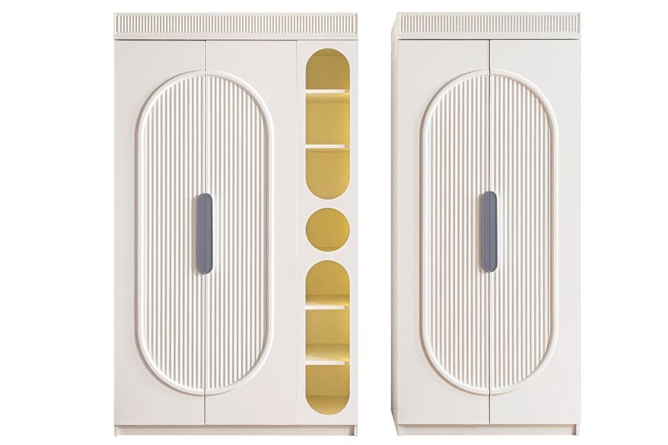 Athena 4 Kapaklı Dolap ve Ledli Kitaplık - Gri