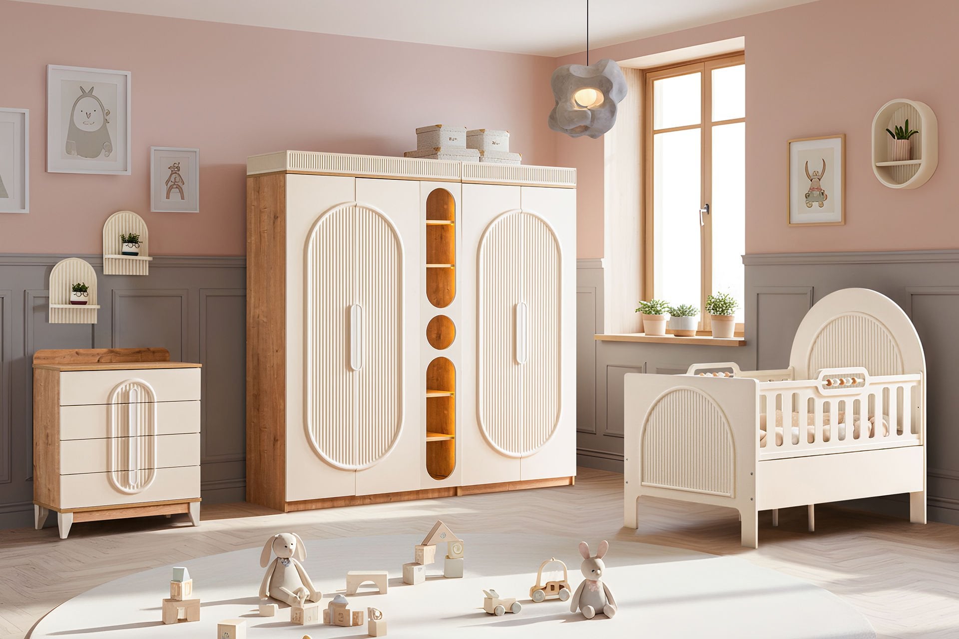 Athena Bebek Odası Takımı, Ceviz - Krem
