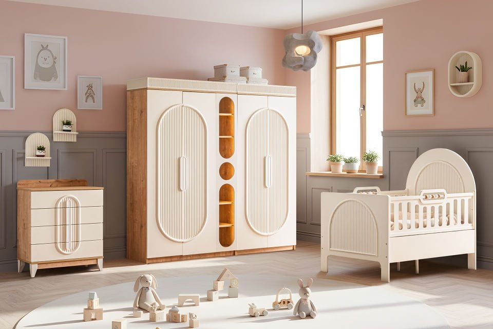 Athena Bebek Odası Takımı, Ceviz - Krem