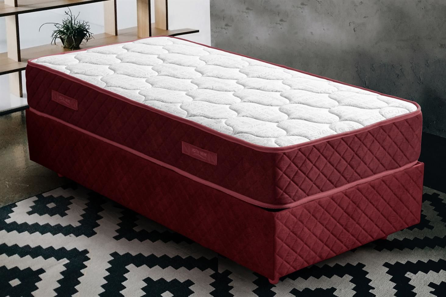 Deluxe Ortopedik Yaylı Yatak Bordo - 100x200
