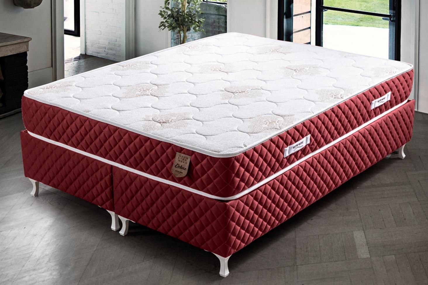 Deluxe Ortopedik Yaylı Yatak Bordo - 150x200