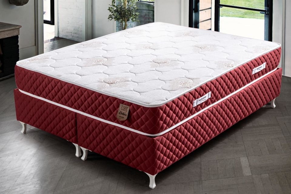 Deluxe Ortopedik Yaylı Yatak Bordo - 180x200