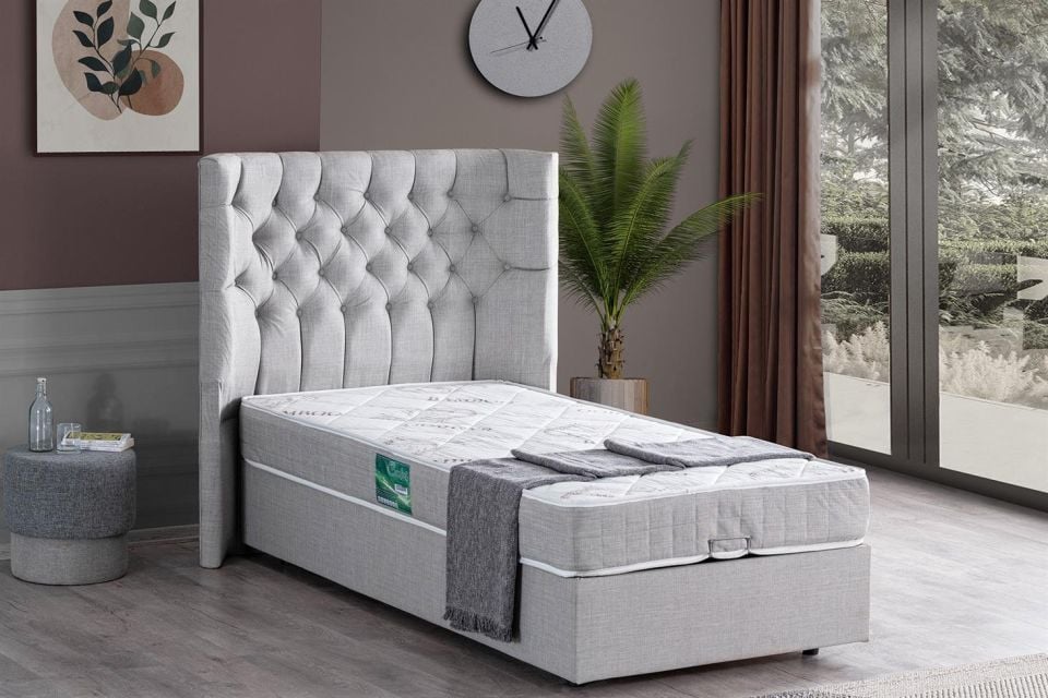 Matilda Baza Başlık Comfort Yatak Seti 90 x 190 - Açık Gri