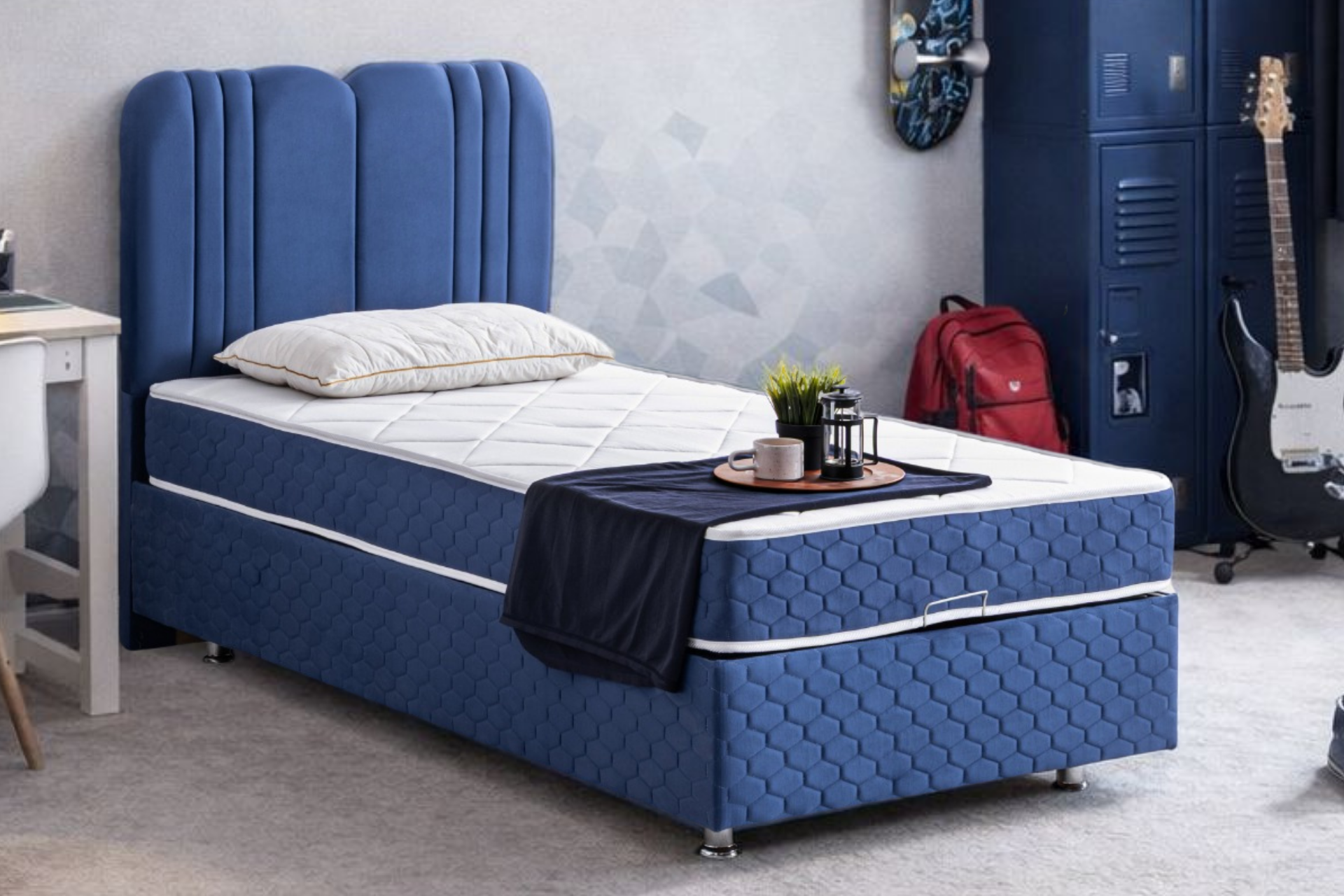 Paul Baza Başlık Orthosoft Yatak Seti 90 x 190 - Lacivert