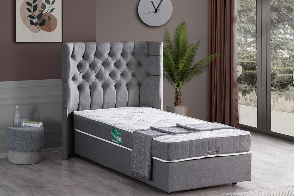Matilda Baza Başlık Comfort Yatak Seti 90 x 200 - Gri