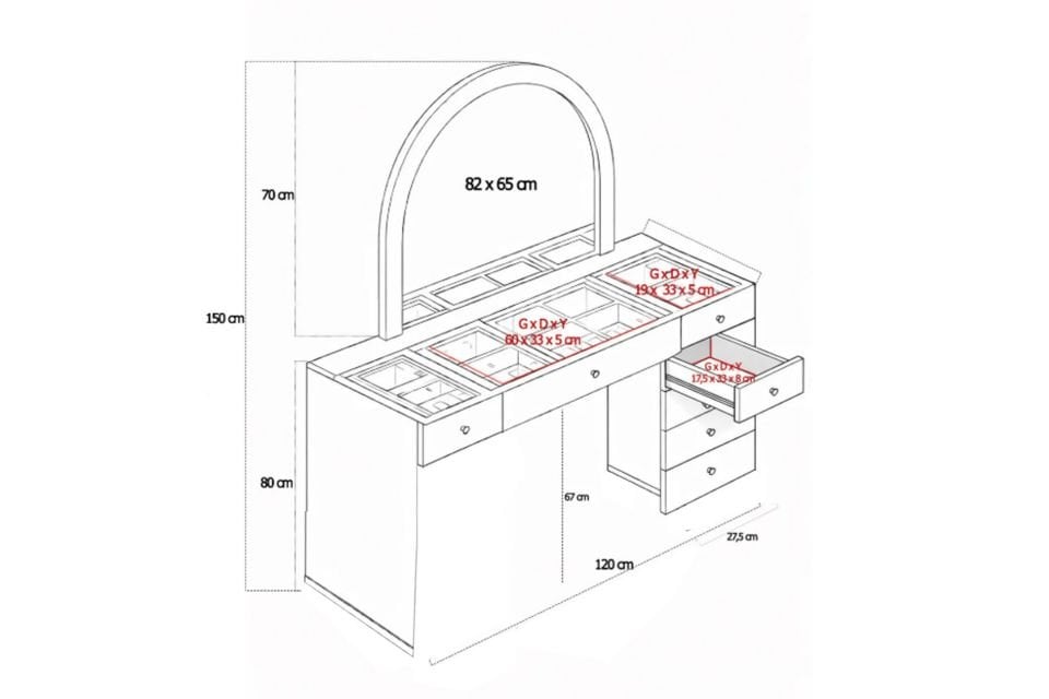 İnci Aynalı Makyaj Masası, Şifonyer