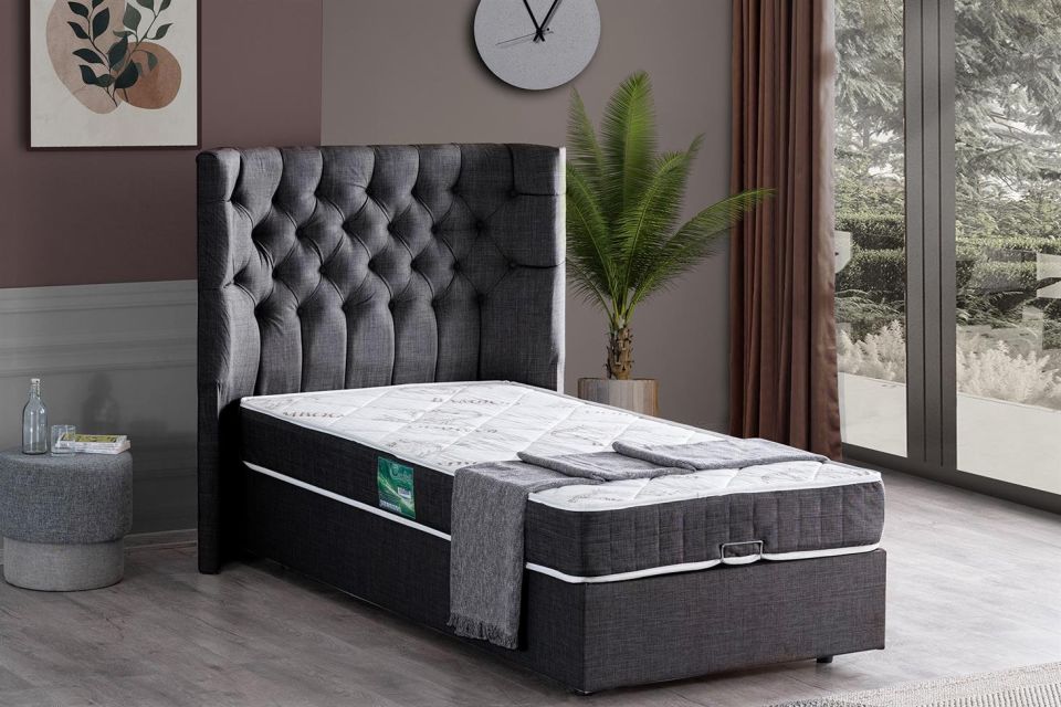 Matilda Baza Başlık Comfort Yatak Seti 90 x 190 - Antrasit