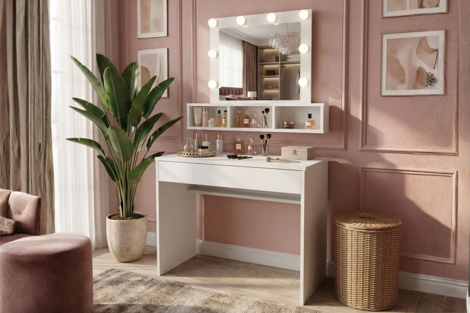Luna Aynalı Çekmeceli Makyaj Masası