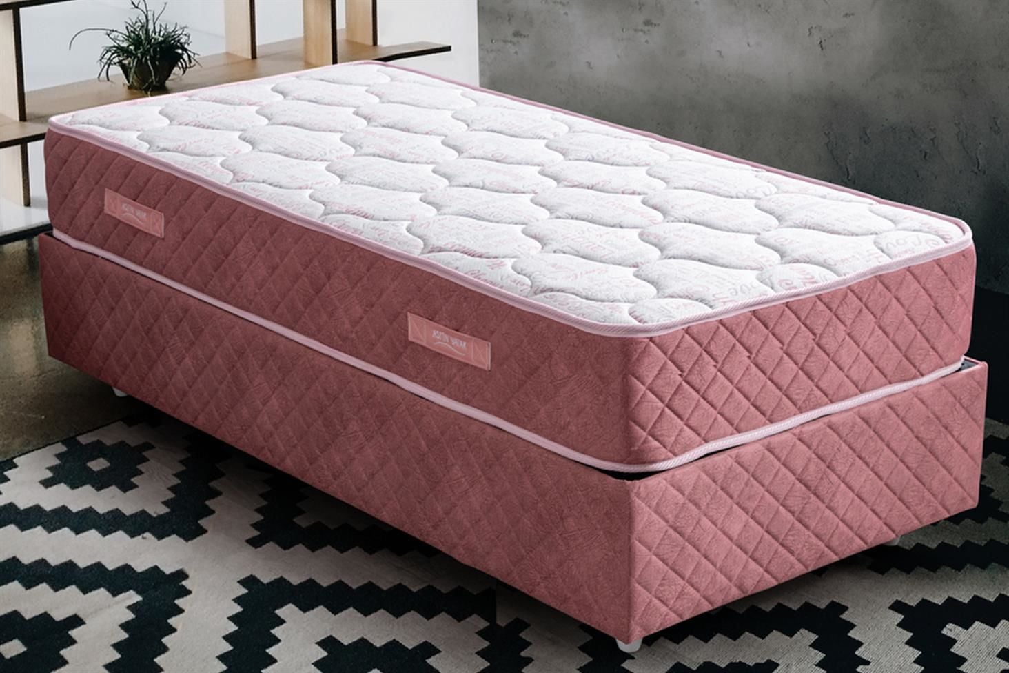 Deluxe Ortopedik Yaylı Yatak Pembe - 100x200