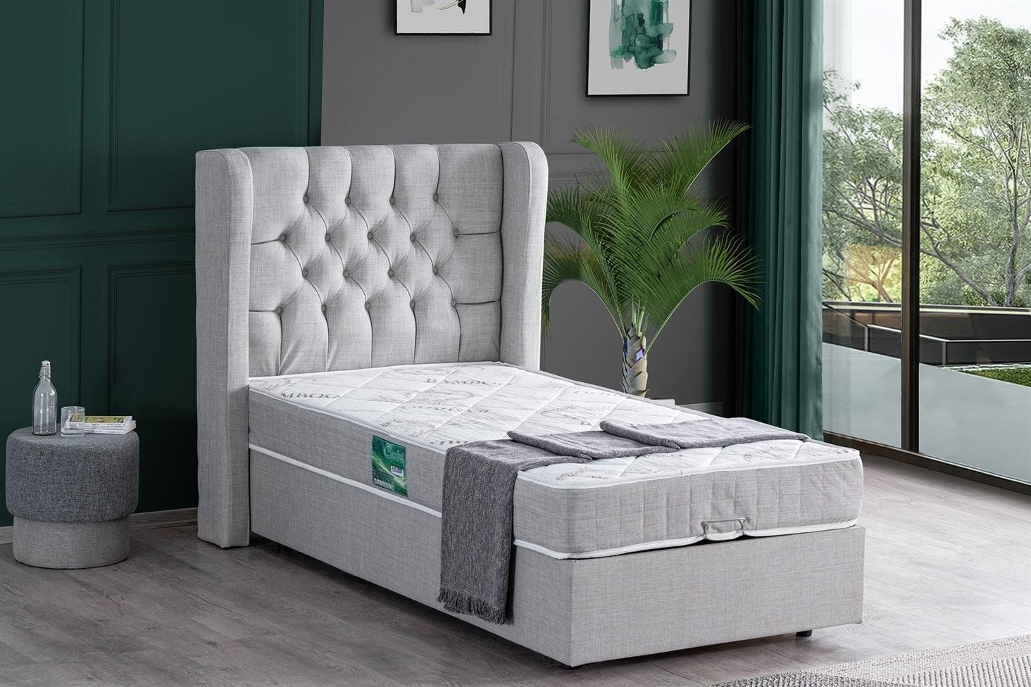 Riga Baza Başlık Comfort Yatak Seti 100 x 200 - Açık Gri