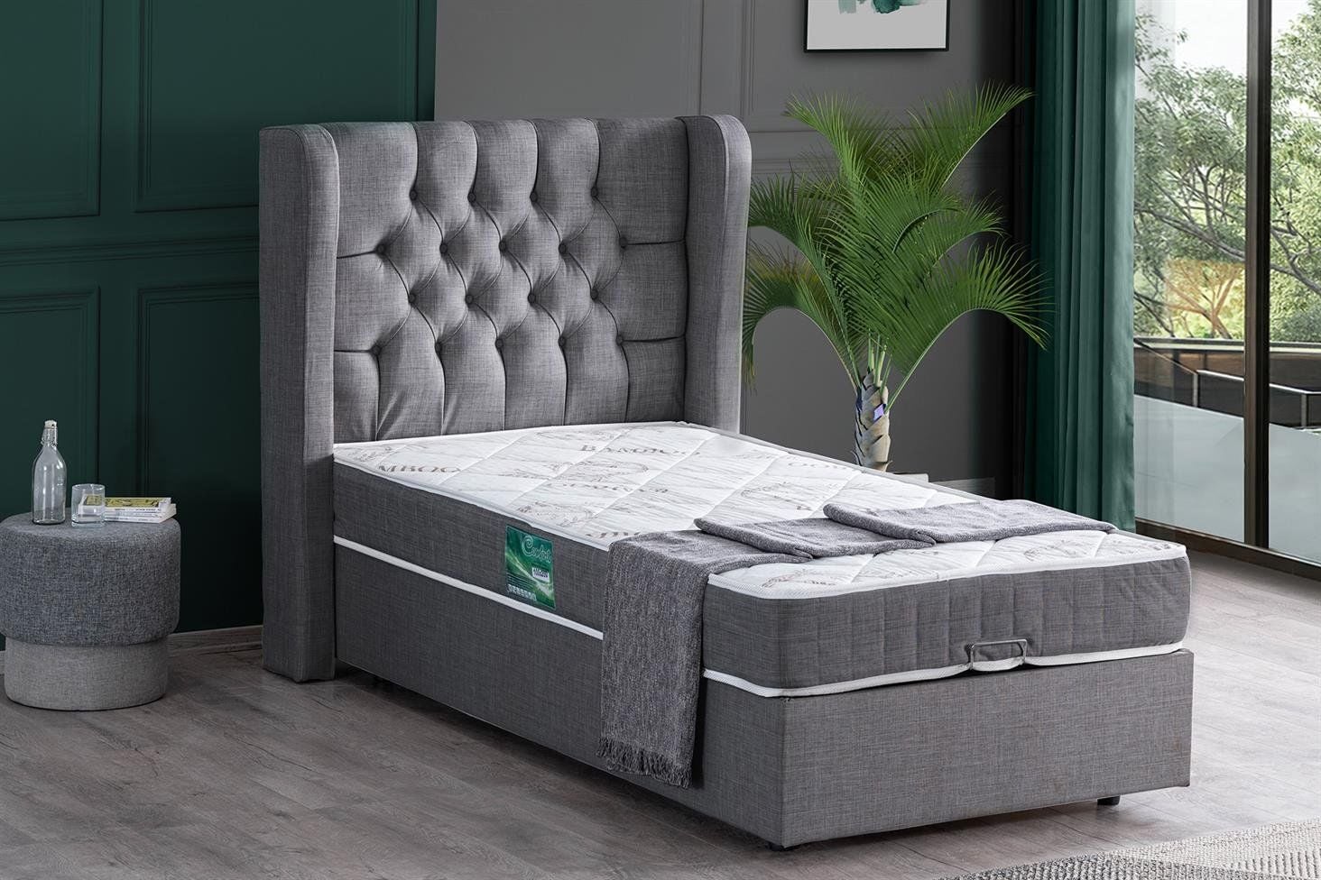 Riga Baza Başlık Comfort Yatak Seti 90 x 200 - Gri