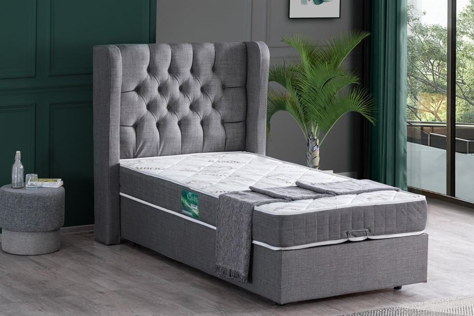 Riga Baza Başlık Comfort Yatak Seti 90 x 200 - Gri