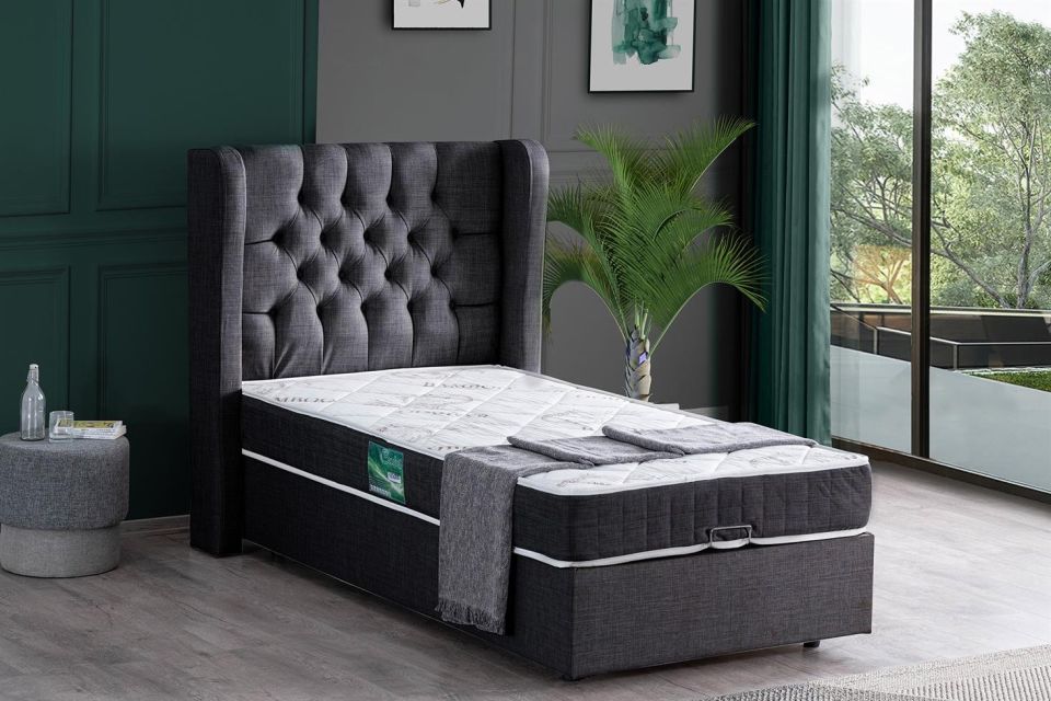 Riga Baza Başlık Comfort Yatak Seti 120 x 200 - Antrasit