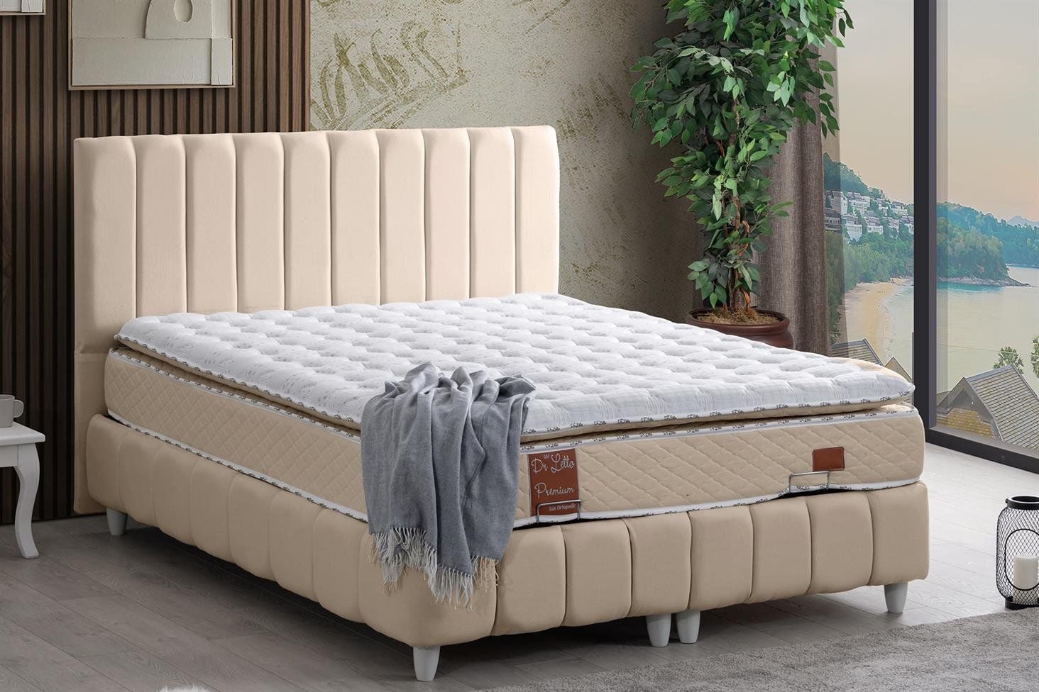 Narva Baza Başlık Real Pedli Yatak Seti 180 x 200 - Bej