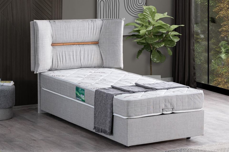Lizbon Baza Başlık Comfort Yatak Seti 120 x 200 - Açık Gri