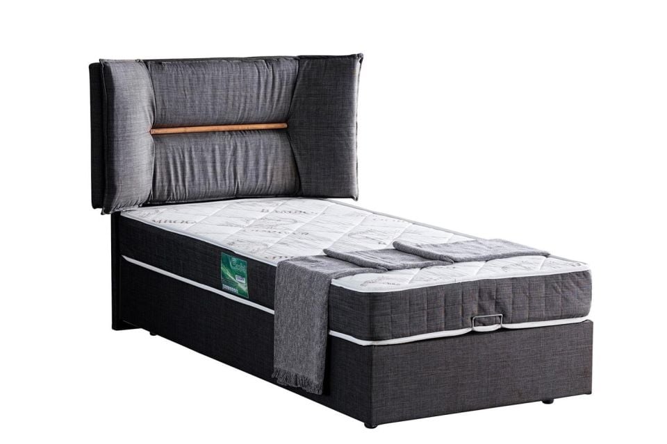 Lizbon Baza Başlık Comfort Yatak Seti 90 x 190 - Antrasit