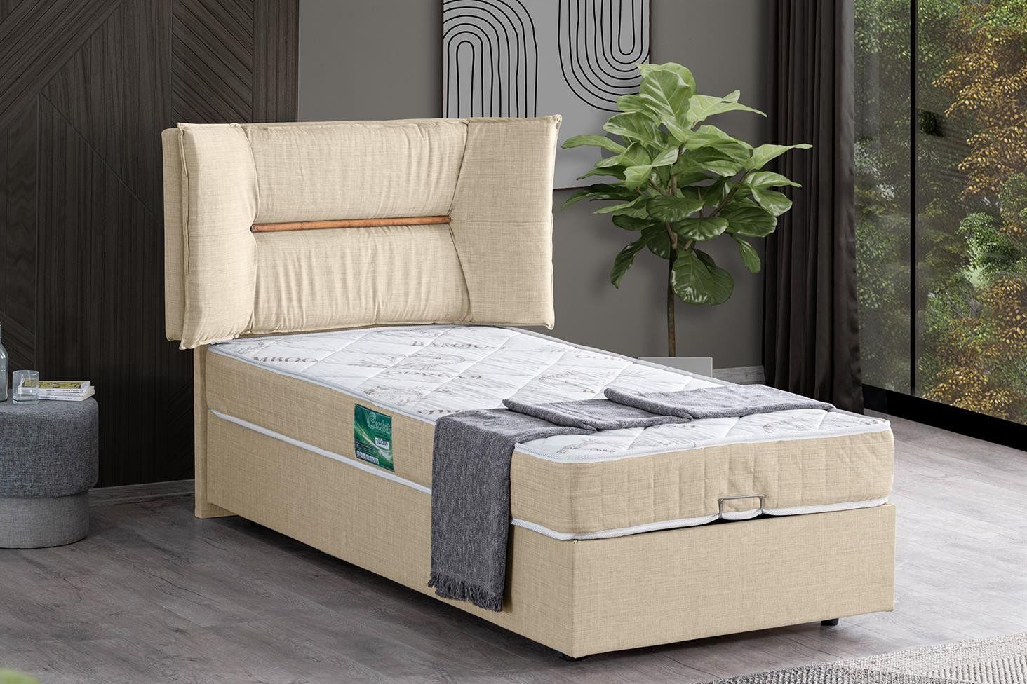 Lizbon Baza Başlık Comfort Yatak Seti 120 x 200 - Krem