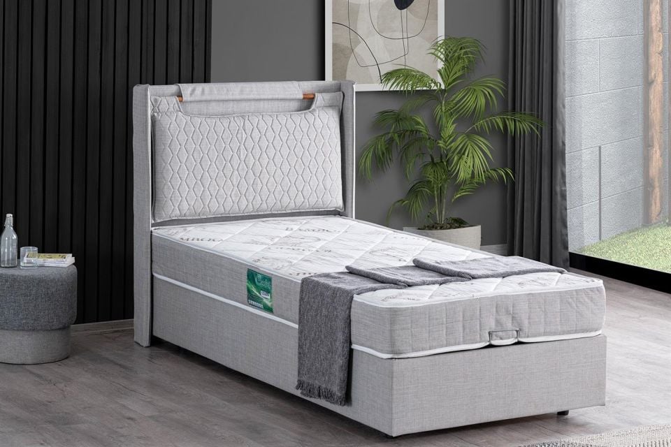 Zagreb Baza Başlık Comfort Yatak Seti 90 x 190 - Açık Gri