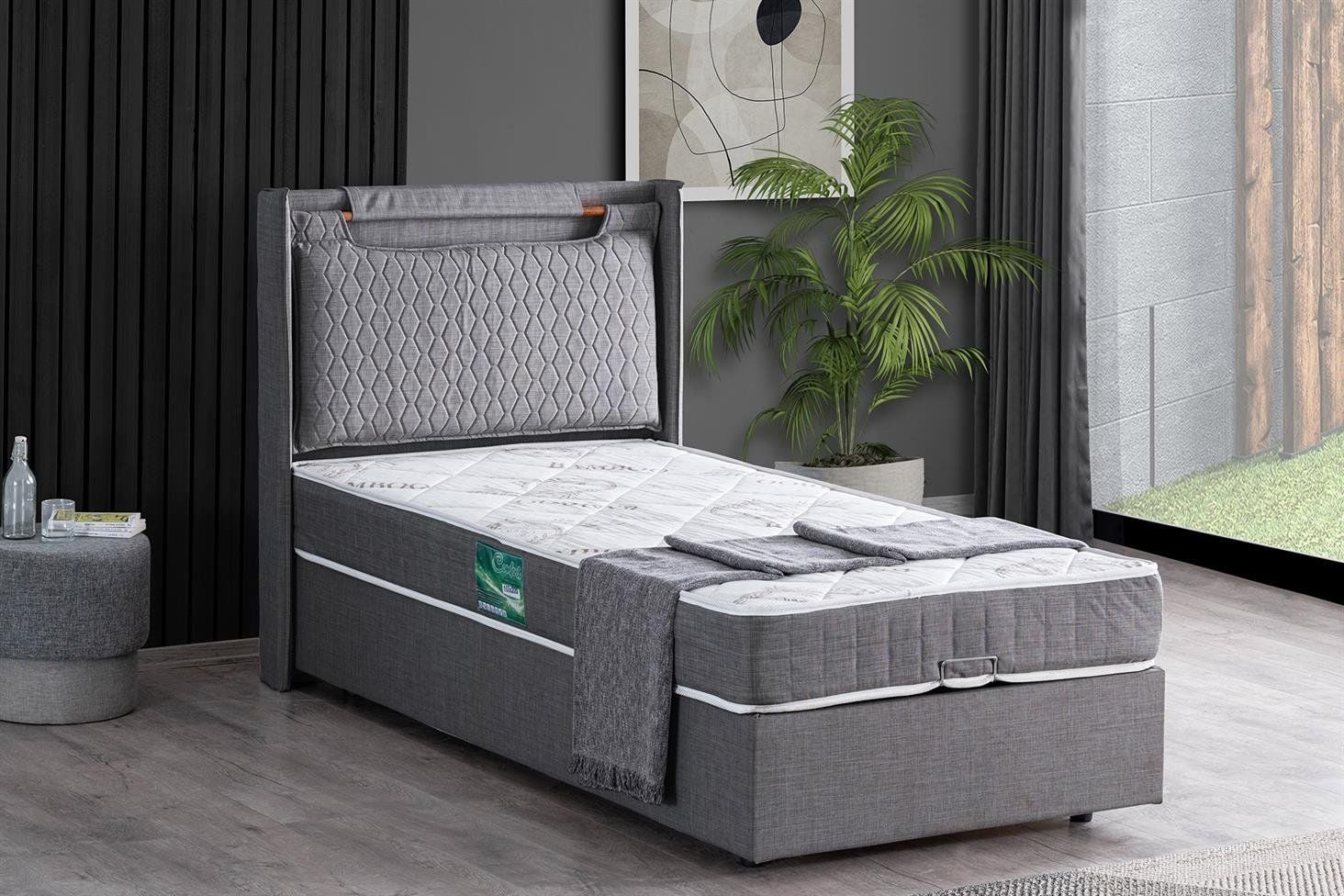 Zagreb Baza Başlık Comfort Yatak Seti 90 x 190 - Gri