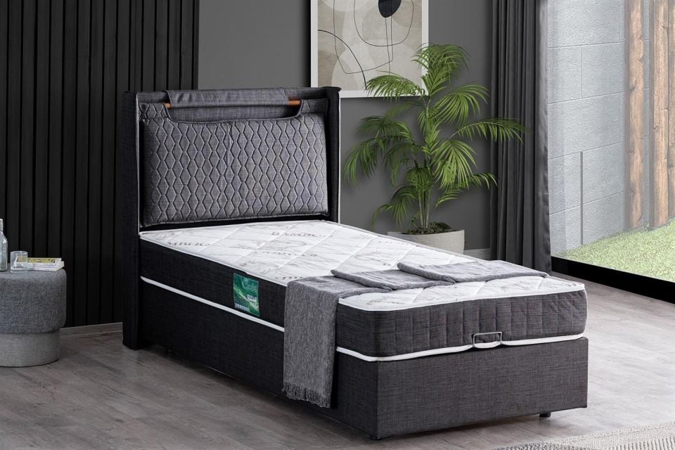 Zagreb Baza Başlık Comfort Yatak Seti 120 x 200 - Antrasit