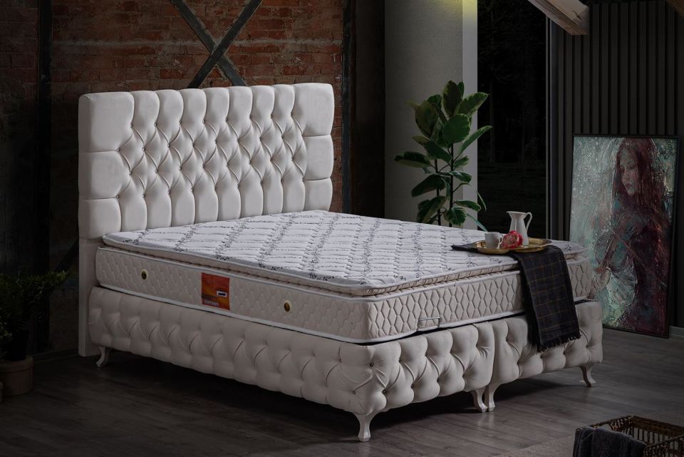 Roma Baza Başlık Real Pedli Yatak Seti 160 x 200 - Krem