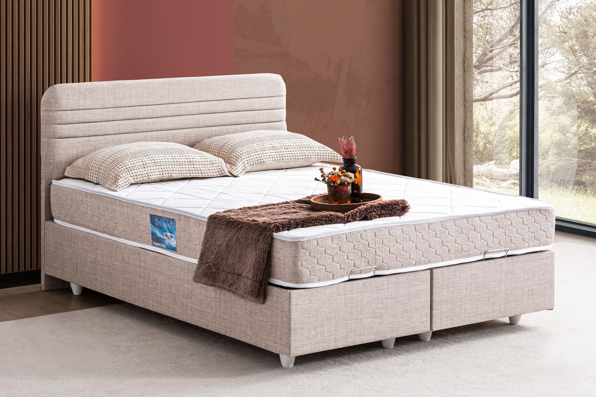 Mila Baza Başlık Orthosoft Yatak Seti 160 x 200 - Krem