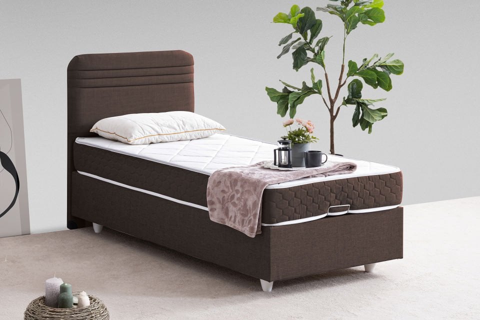 Mila Baza Başlık Orthosoft Yatak Seti 90 x 190 - Koyu Kahve
