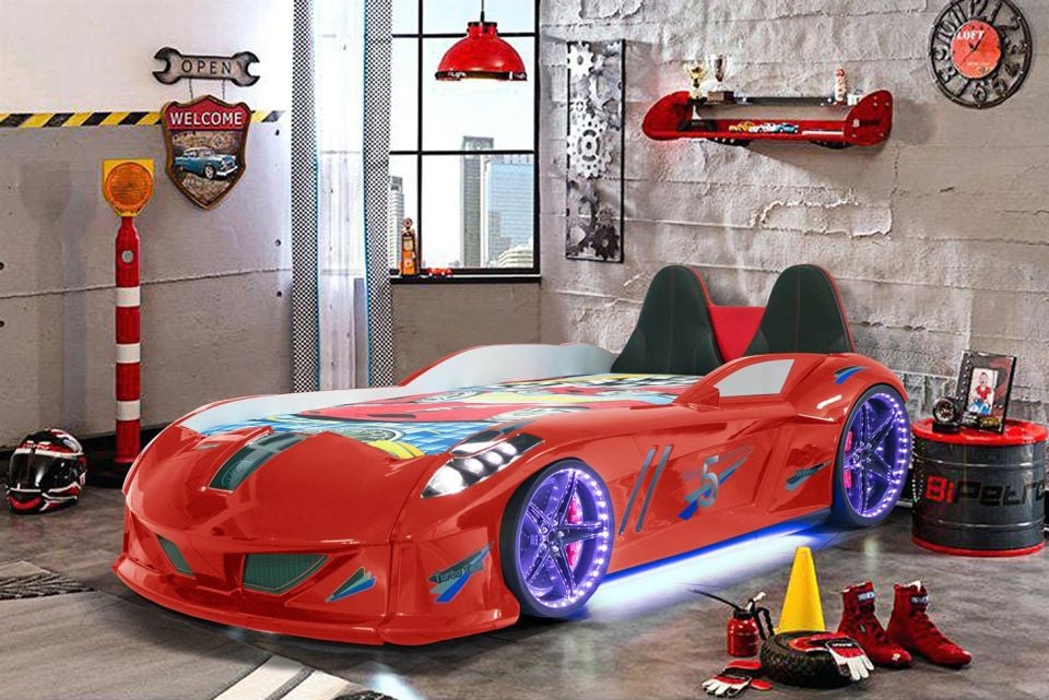 Jaguar Arabalı Yatak Koltuklu Full Ledli Kumandalı - Kırmızı