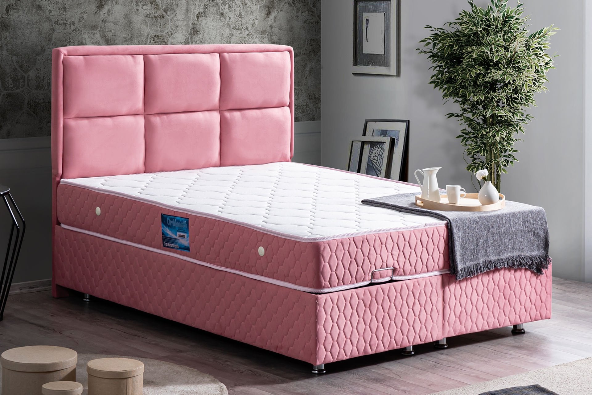 Grand Baza Başlık Ortho Soft Yatak Seti 180 x 200 - Pembe