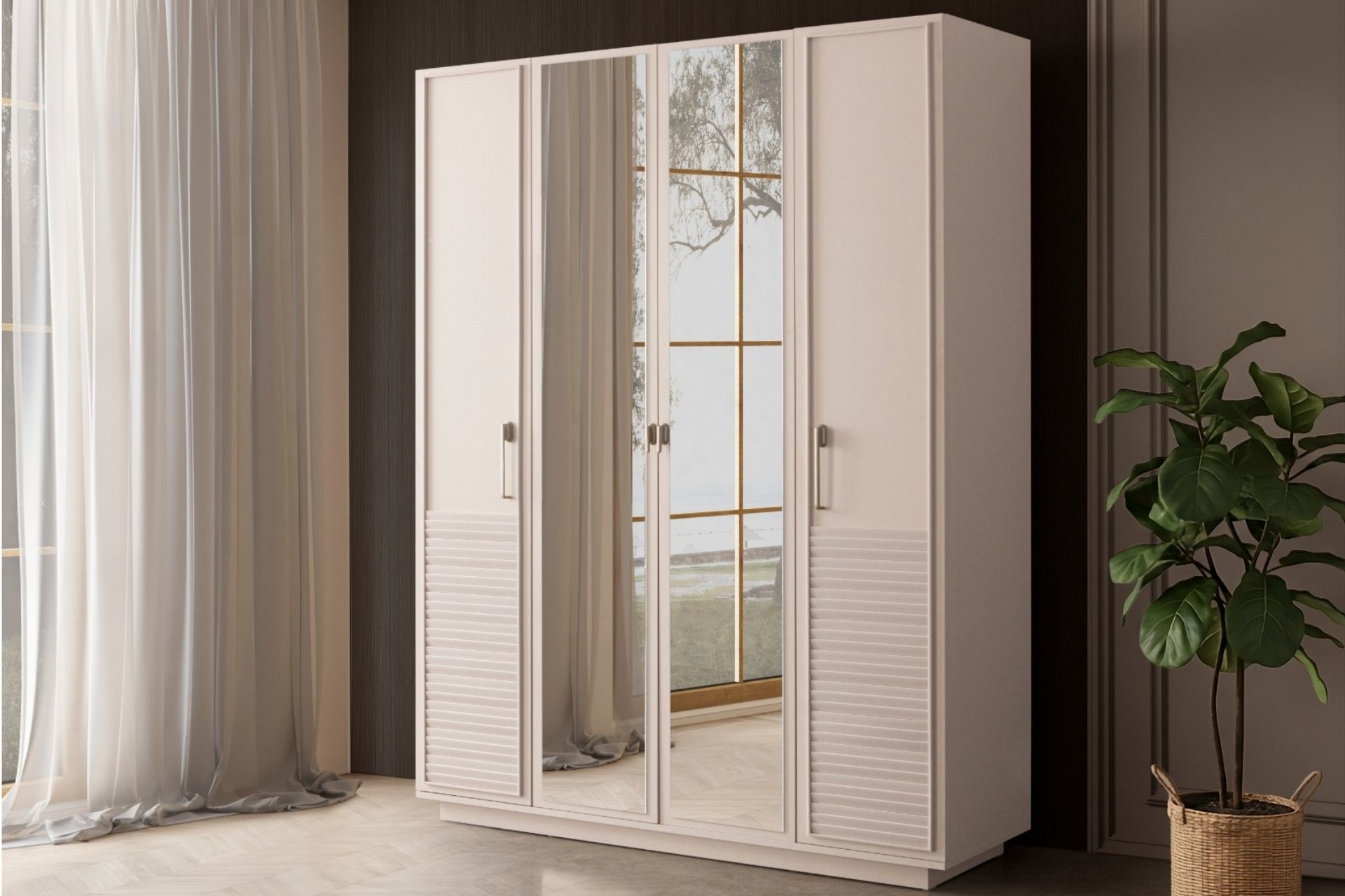 Vela 4 Kapaklı Aynalı Dolap