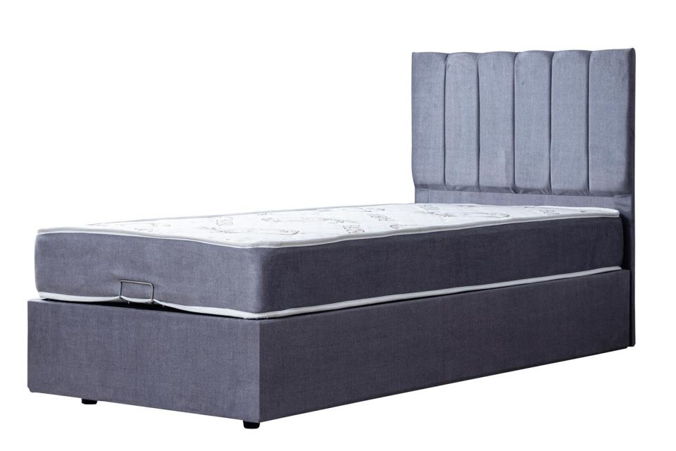 Cesur Baza Başlık Letto Yatak Seti 90 x 190 - Açık Gri