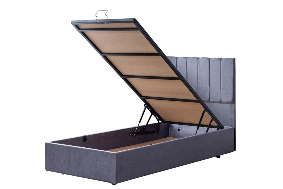 Cesur Baza Başlık Letto Yatak Seti 90 x 190 - Açık Gri