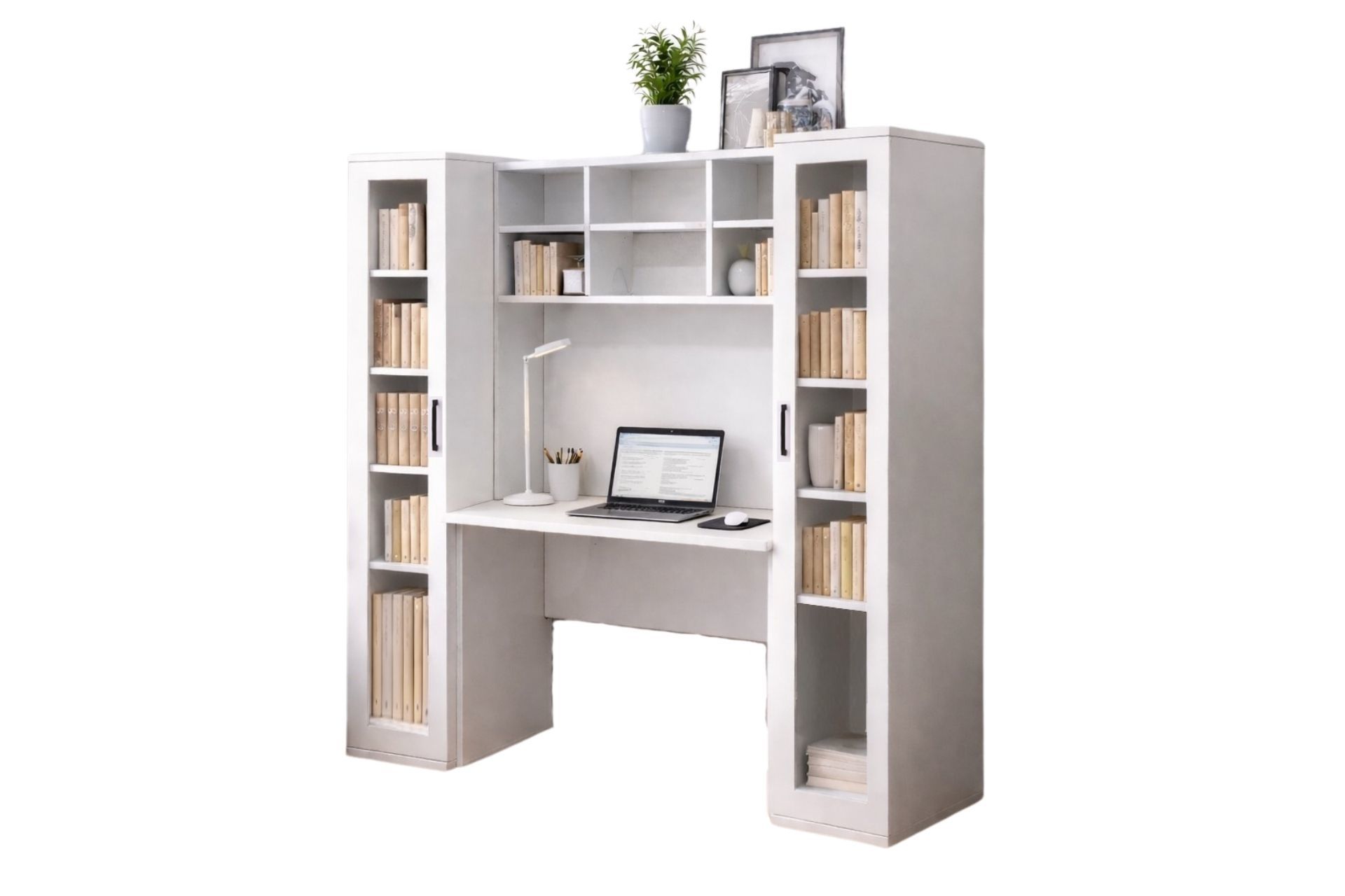 Merisa Çalışma Masası 2 Adet Cam Kapaklı Kitaplık