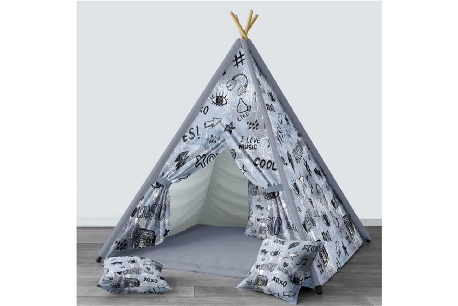 Konteyner Çocuk Odası Takımı Uyumlu Dijital Baskılı Minderli Oyun Çadırı