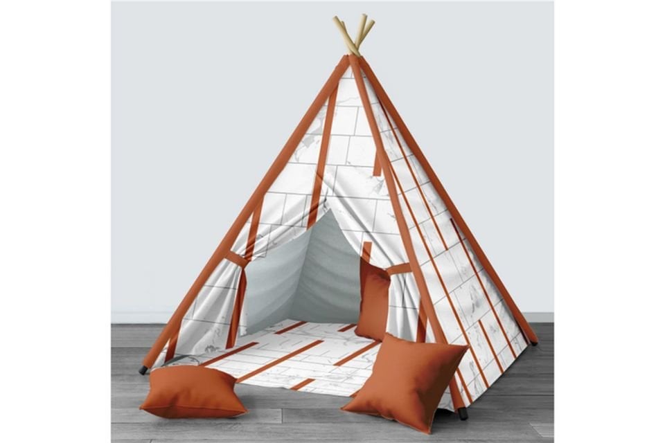 Planör Çocuk Odası Takımı Uyumlu Dijital Baskılı Minderli Oyun Çadırı