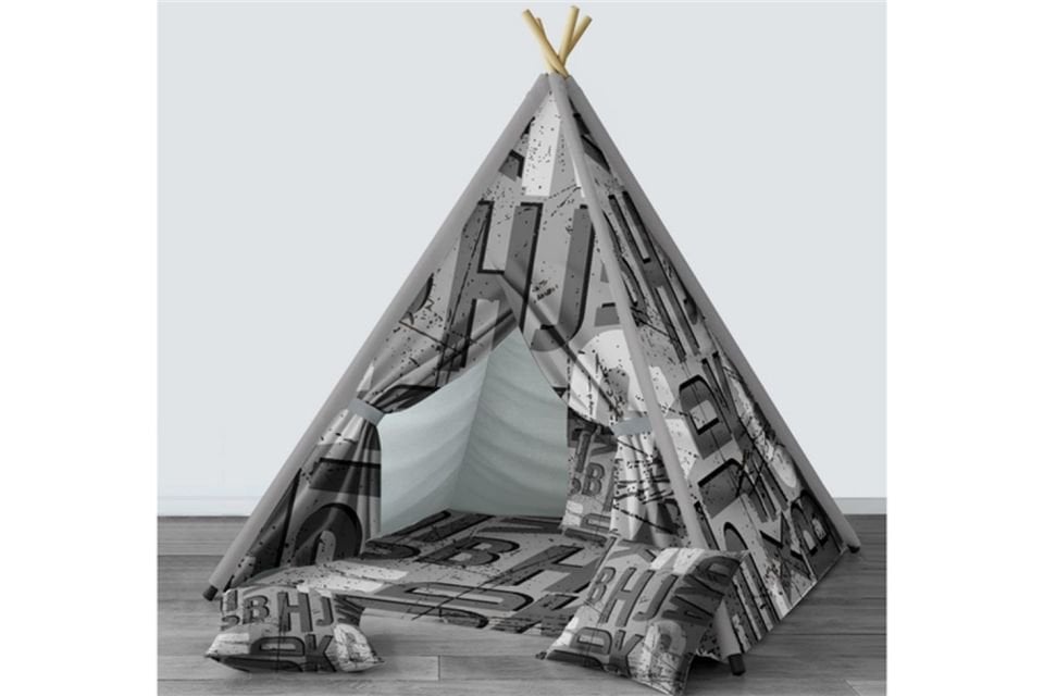 Black Genç Odası Takımı Uyumlu Dijital Baskılı Minderli Oyun Çadırı