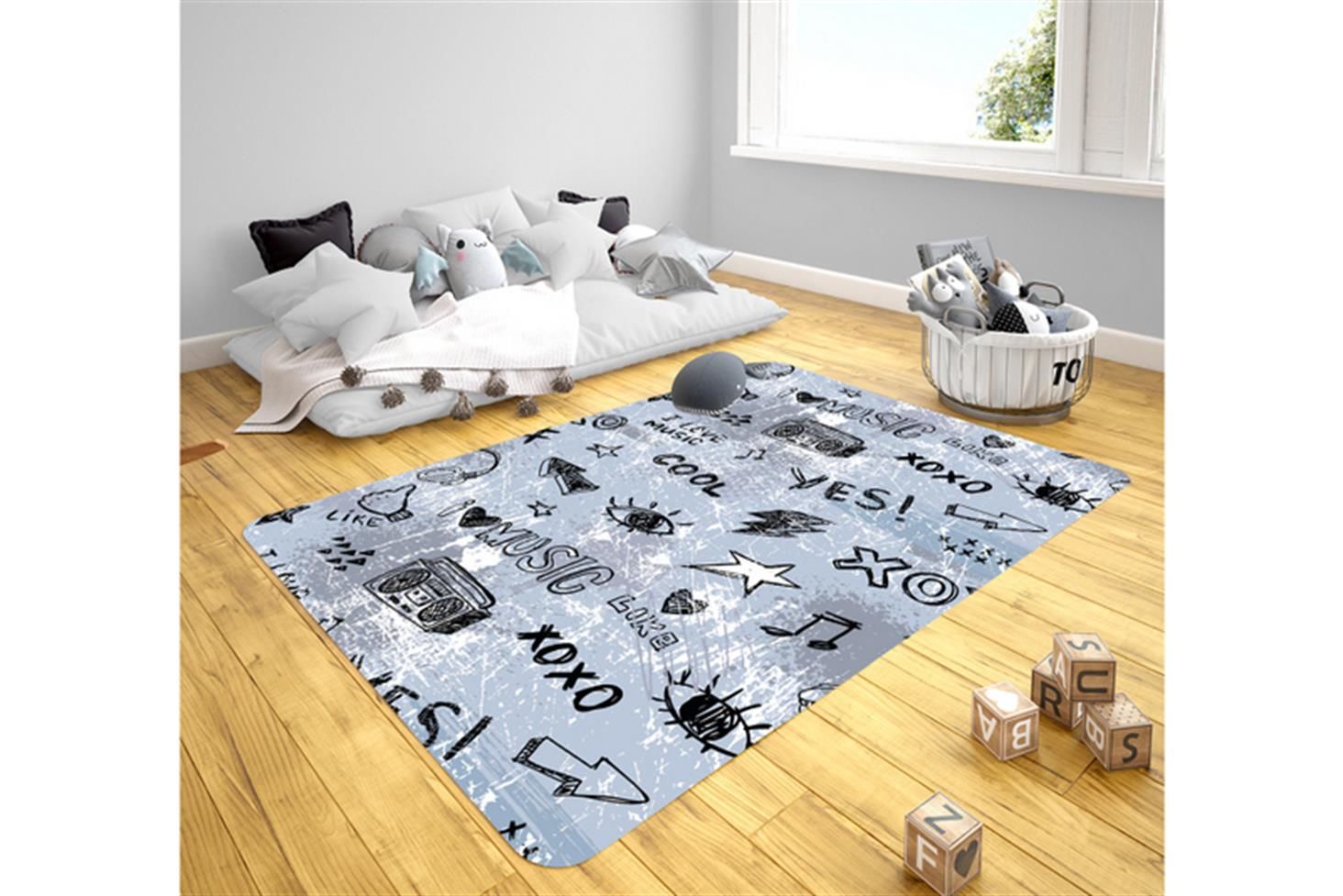 Konteyner Çocuk Odası Takımı Uyumlu Kaydırmaz Halı 80x160