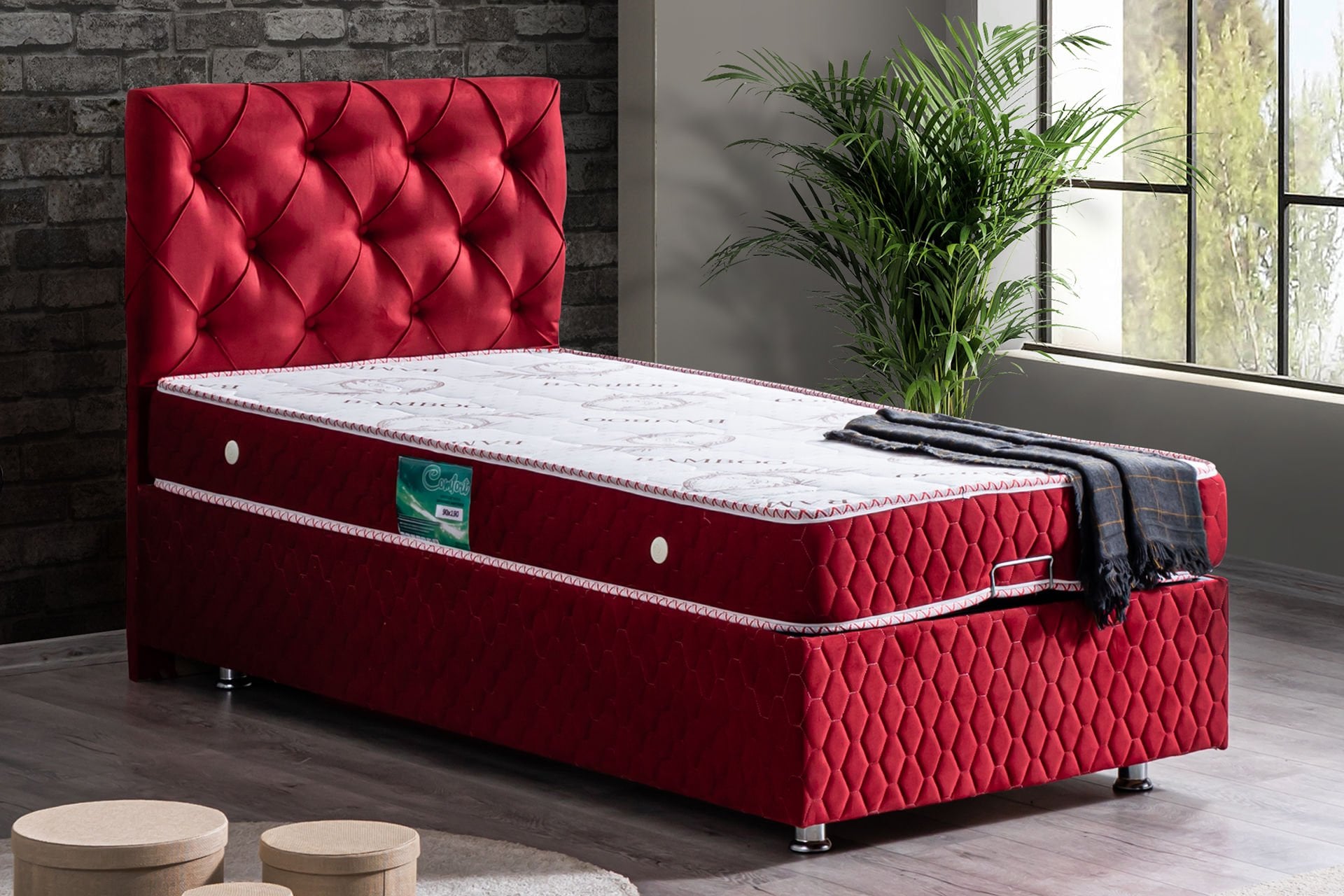 Vita Baza Başlık Comfort Yatak Seti 90 x 200 - Bordo