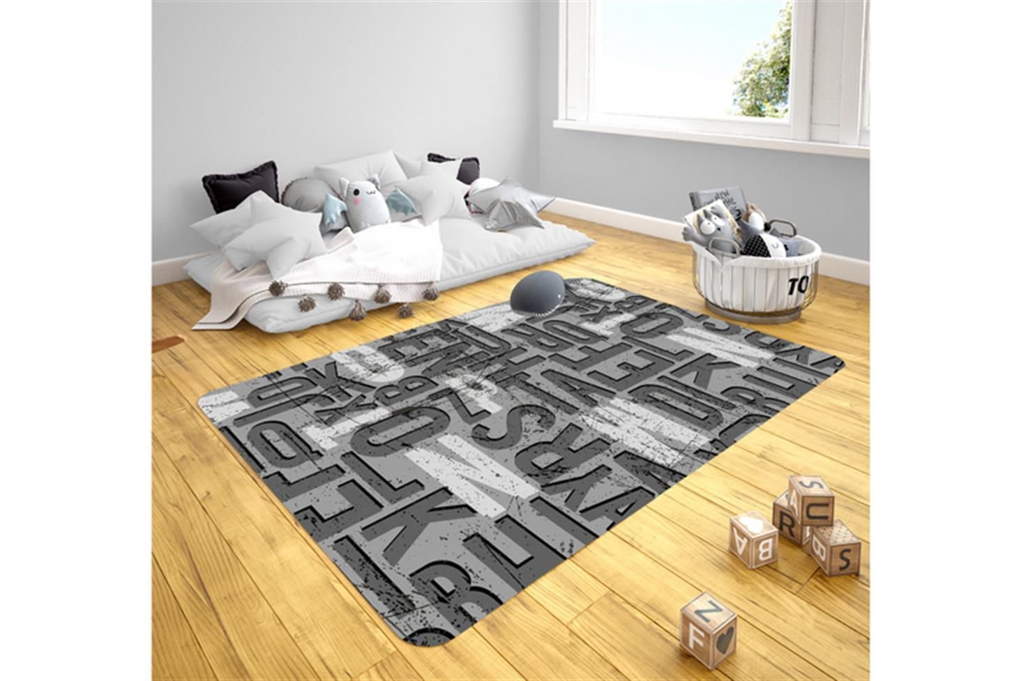 Black Genç Odası Takımı Uyumlu Kaydırmaz Halı 120x180