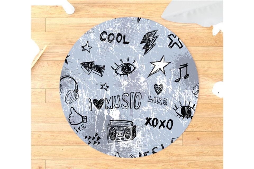 Konteyner Çocuk Odası Takımı Uyumlu Yuvarlak Kaydırmaz Halı 160x160 cm