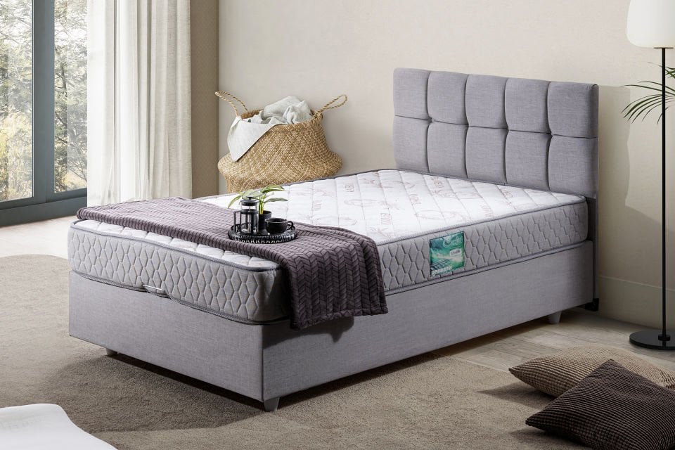 Berlin Baza Başlık Comfort Yatak Seti 100 x 200 - Açık Gri