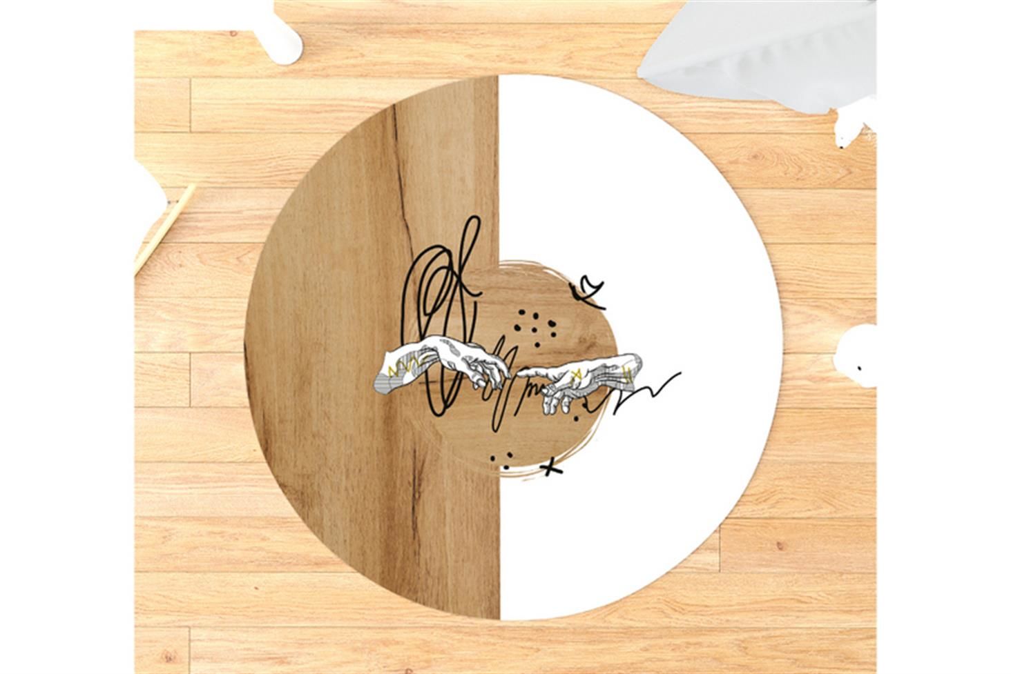 Pallet Genç Odası Takımı Uyumlu Yuvarlak Kaydırmaz Halı 160x160