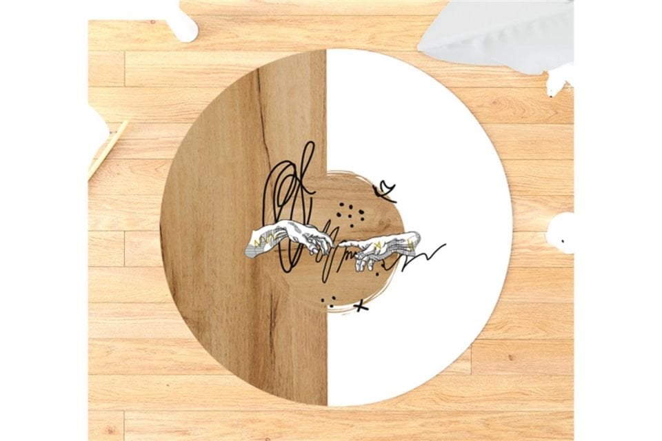 Pallet Genç Odası Takımı Uyumlu Yuvarlak Kaydırmaz Halı 160x160